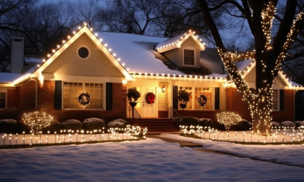 christmas lights house roofline