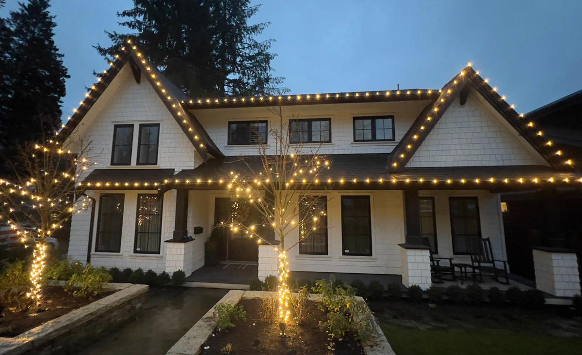 Vancouver home with Christmas lights